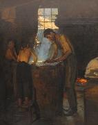 Peder Severin Kroyer Italienske landsbyhattemagere oil painting